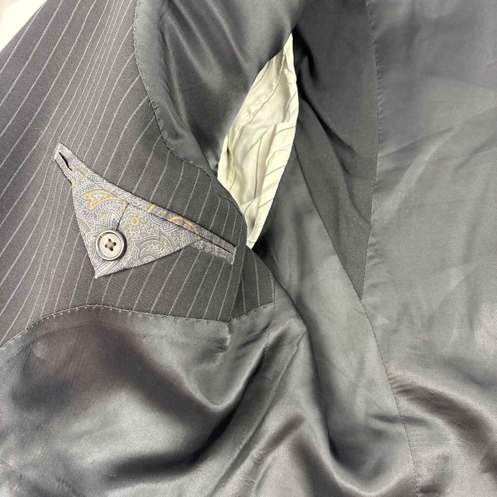 Ralph Lauren Mens Wool Black Pinstripe Blazer Suit Jacket Preppy Classic 42S EUC - Picture 9 of 12